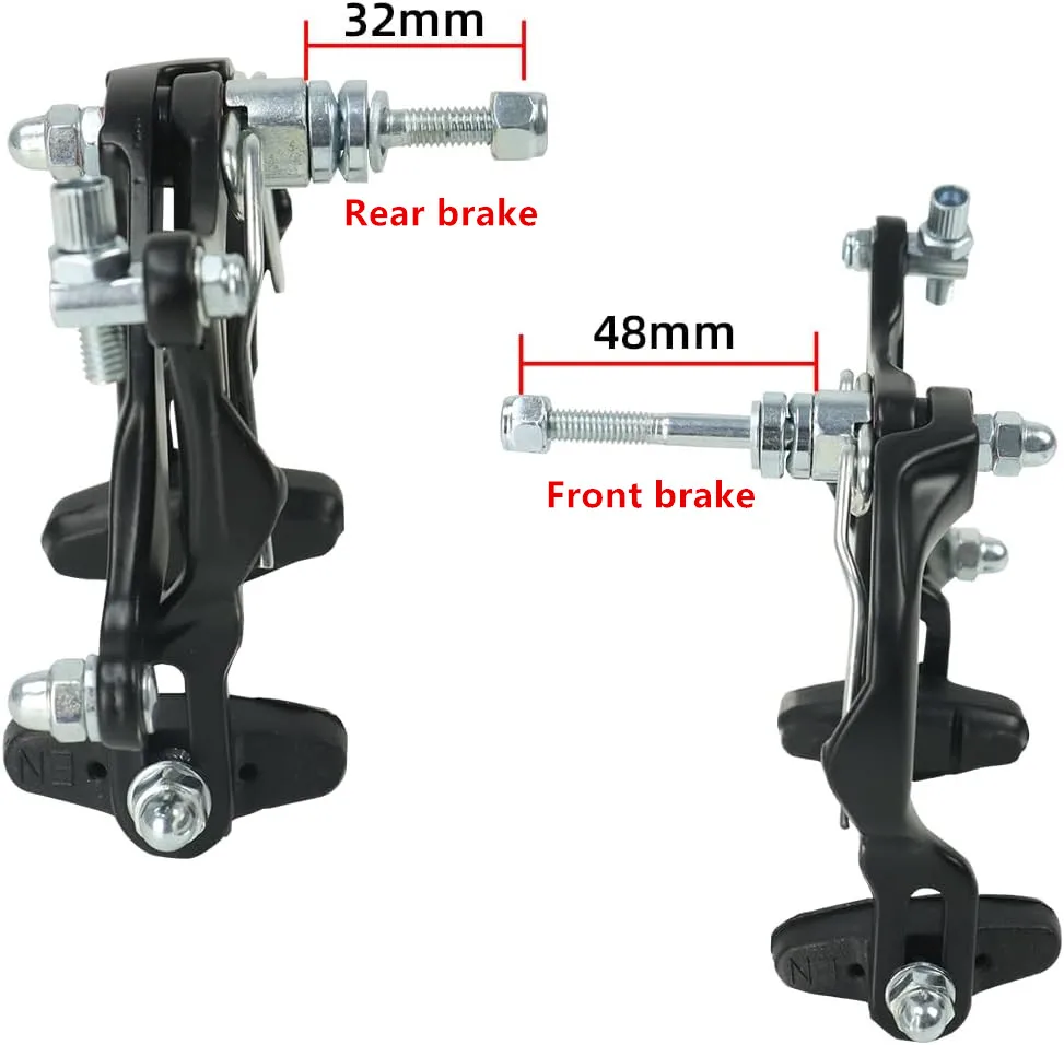 Meroca 73-95mm Bike C Brake Caliper Set Bicycle Rear Front Long Arm Brakes Kit Aluminum Alloy Side Pull Brake for Cruiser Kids