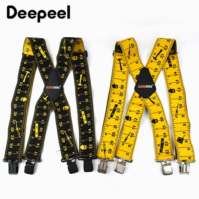 Deepeel 5cm Widen Adult Men\'s Suspender X-type 4 Clips Elastic Braces Adjustable Straps Suspenders for Pants Shirt Man Jockstrap