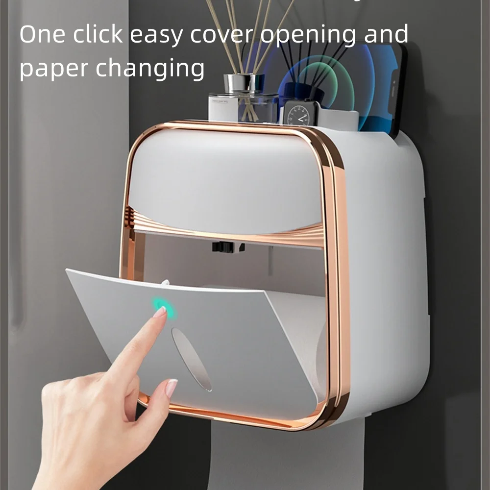 Soporte de papel higiénico, caja de pañuelos húmedos, estante de pared de baño, estante de rollo de papel, dispensador de almacenamiento, accesorios