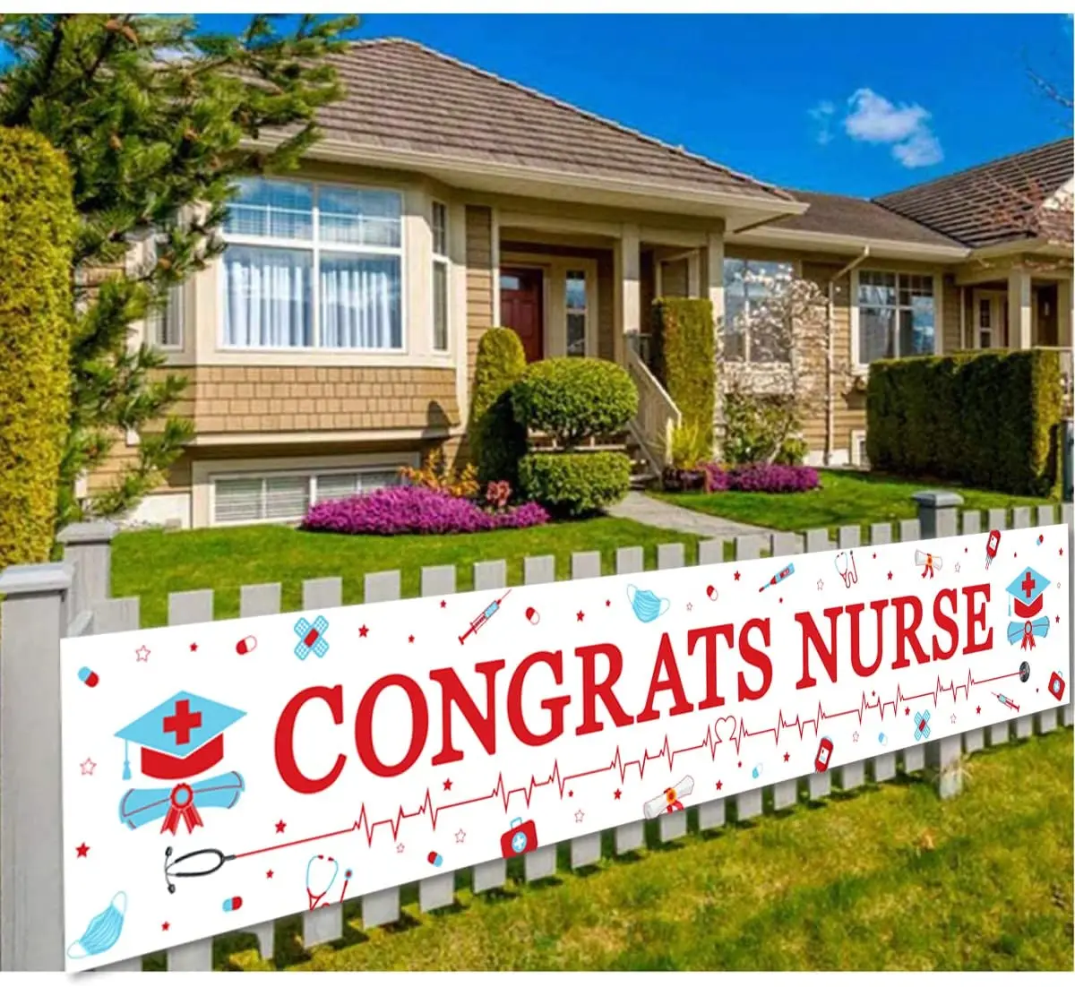 Sursurprise-Large Congrats Nurse Letter Banner, Graduation Decorations, Party Supplies for Indoor or Outdoor Decor