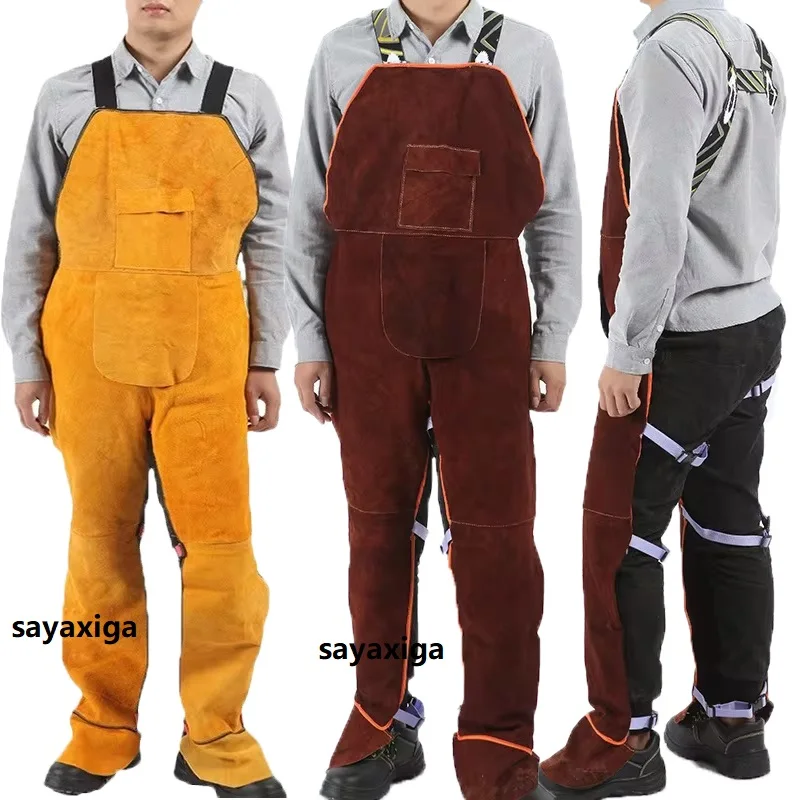 Heavy Duty Cow Leather Welding Apron with Fire Resistant Heat Insulation for Welder Protection Clothes anti sparking bib overall