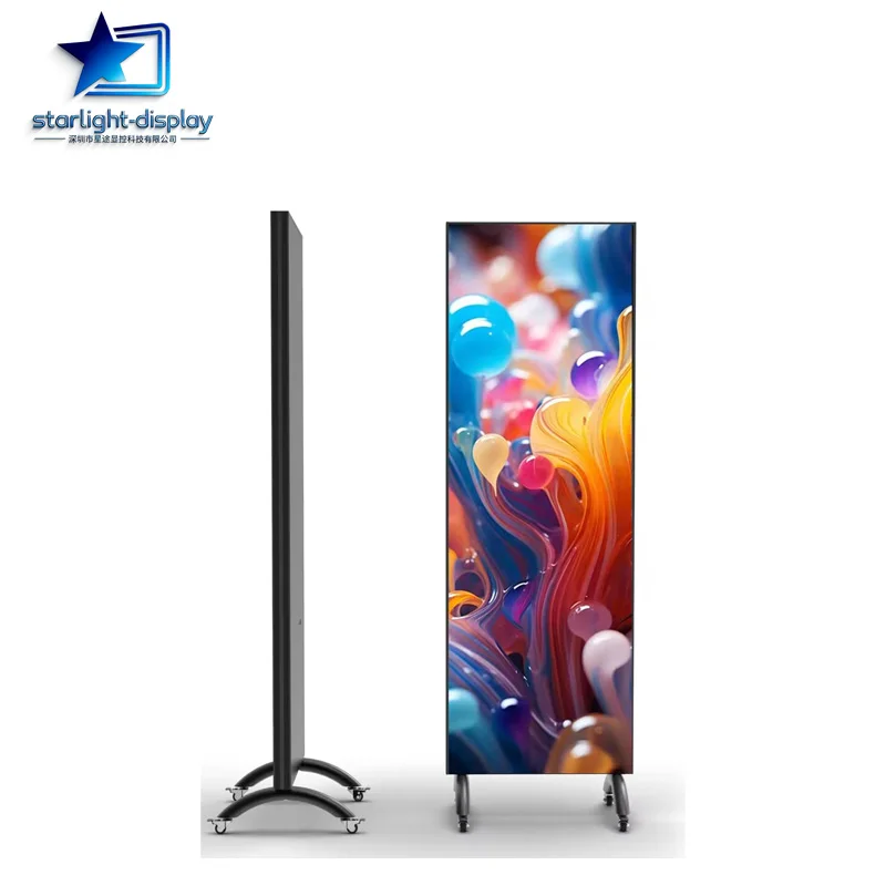 Floor Mobile Digital Signage Wifi Indoor Advertising Screen Vertical P2.5 Standing Poster Advertising LED Screen