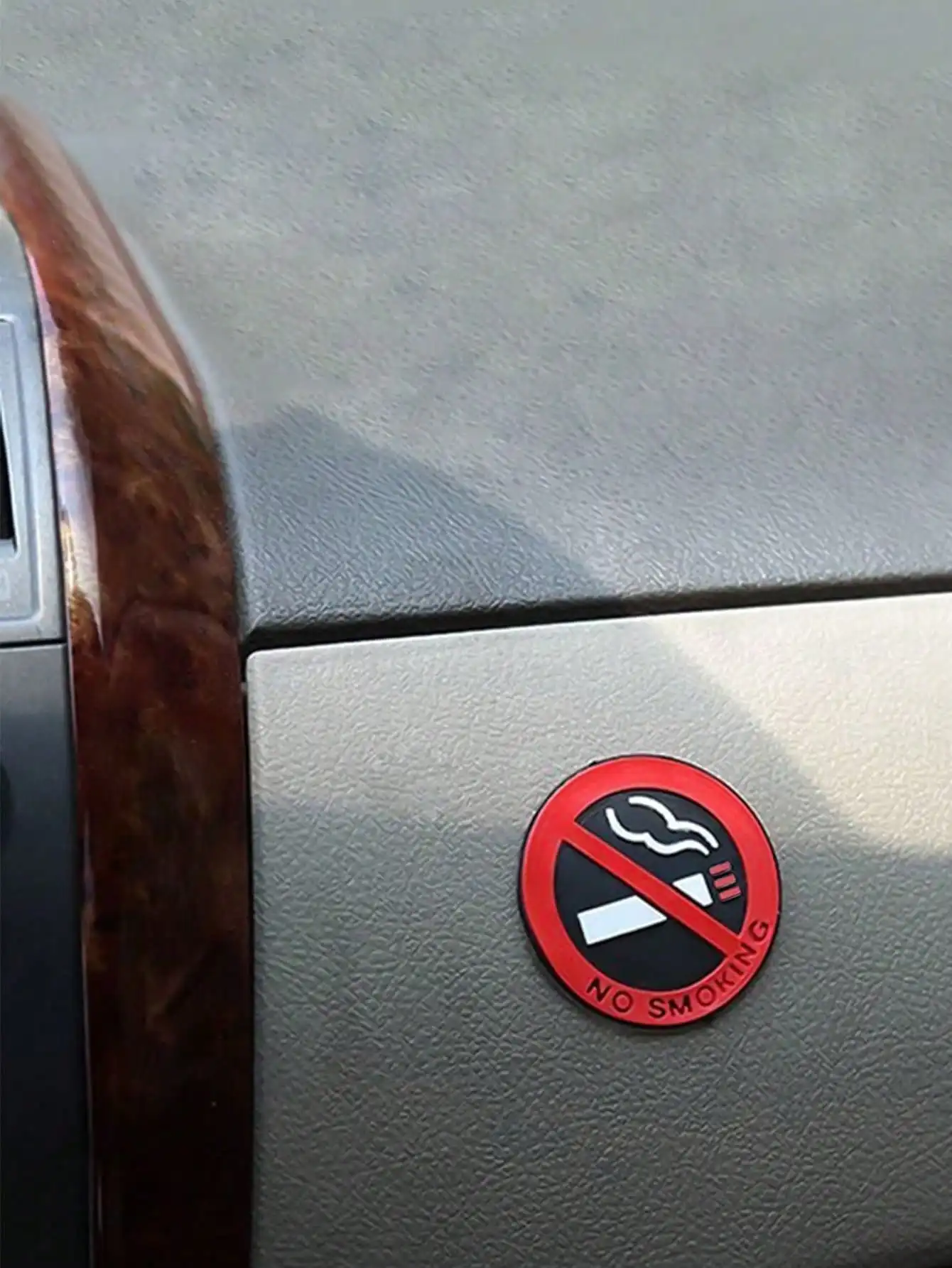 2PCS No Smoking Car Sticker Shape Round Red Sign for Car Glass Business Door Universal Auto Parts image 2