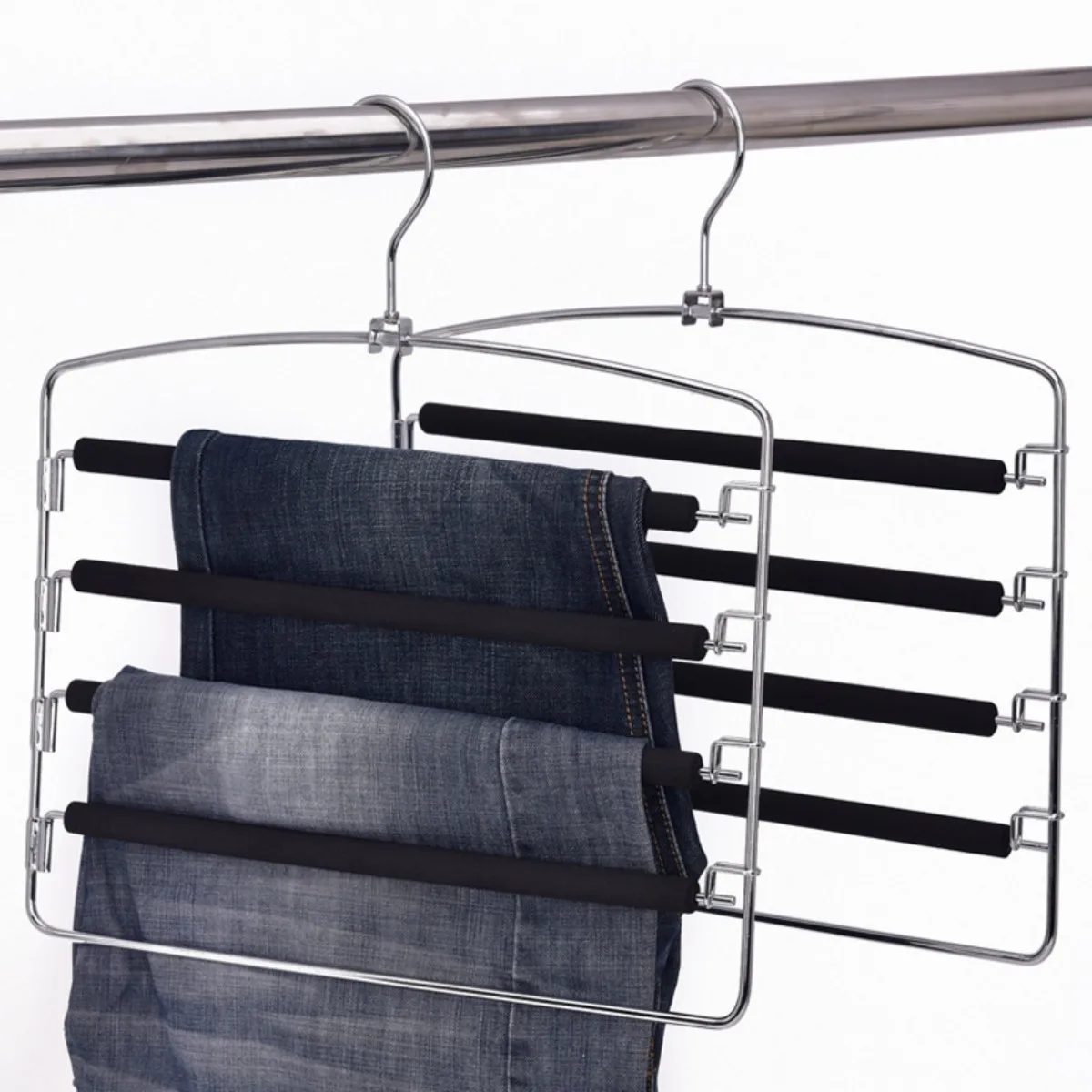 Five-Layer Foam Pants Rack with Plastic and Rubber Coating, Multi-Layer, Multi-Functional Rotating Foldable Hanger, Towel Storag