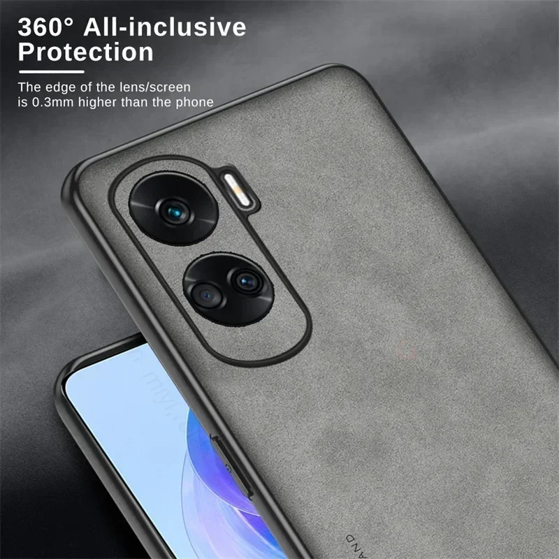 Honor90 90lite Luxury Sheepskin Leather Case For Huawei Honor 90 Lite 5g Camera Protect Men Retro Back Cover On Honor90lite