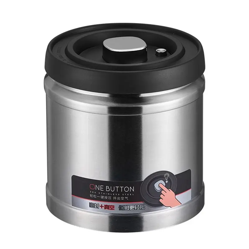 B03C-2X Grain Storage Tank, Moisture-Proof Stainless Steel Storage Box, Commercial Coffee Bean Vacuum Sealed Tank 1600Ml