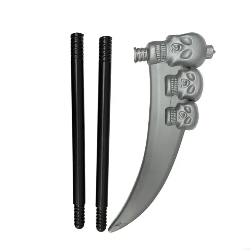 Grim Reapers Scythe อาวุธปลอม Skull Faux Scythe Blade Sickles ของเล่นสำหรับแกล้งทำเป็น 6XDA
