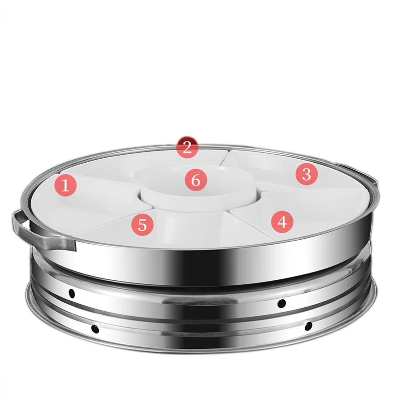 Large silver dome rotating thermal insulation pot with rotating system restaurant serving line bowl set