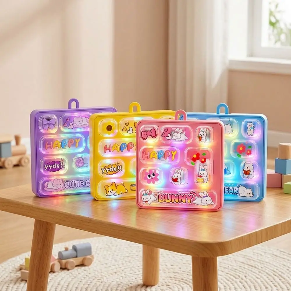 Light-Up 8 Key Glow Keyboard Keychain Animal Cartoon Fingertip Button Key Ring Kawaii Bunny Keyboard Pendant Backpack Pendant