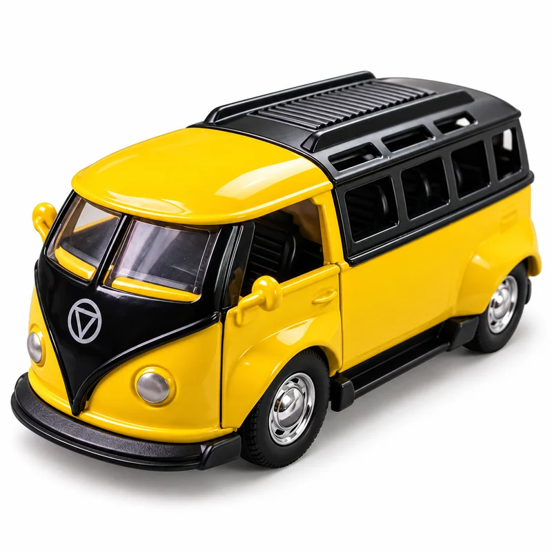 2026 NEW 1:36 Retro Mini Bus Alloy Model with Pull-Back Action, Desktop Collectible, Birthday Christmas Gift