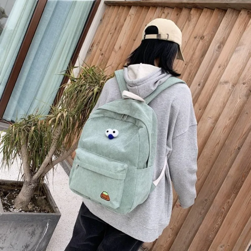 Cute High School Backpack Corduroy Bag New Fashion Solid Color Women Backpack Girls School Backpack Children Travel Bag