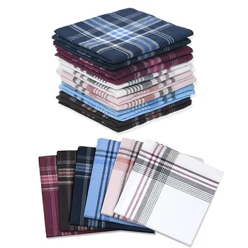 12 pièces classique carré Plaid rayure hommes mouchoirs poch...