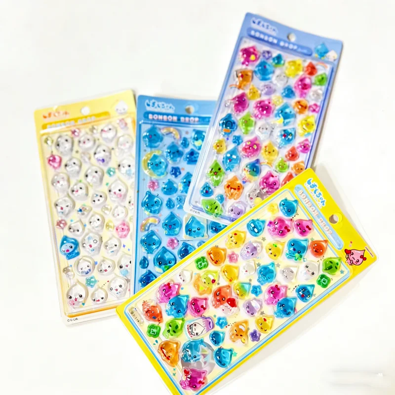 2026 New DIY Small Water Drop 3D Crystal Stickers Kawaii Sparkling Powder Raindrop Lord Crystal Drop Glue Decorative Small Gifts