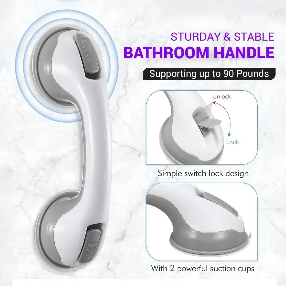 New Nail Free Suction Cup Armrest Wall Mounted Glass Door Handle Bathroom Sliding Door Handle Elderly Armrest