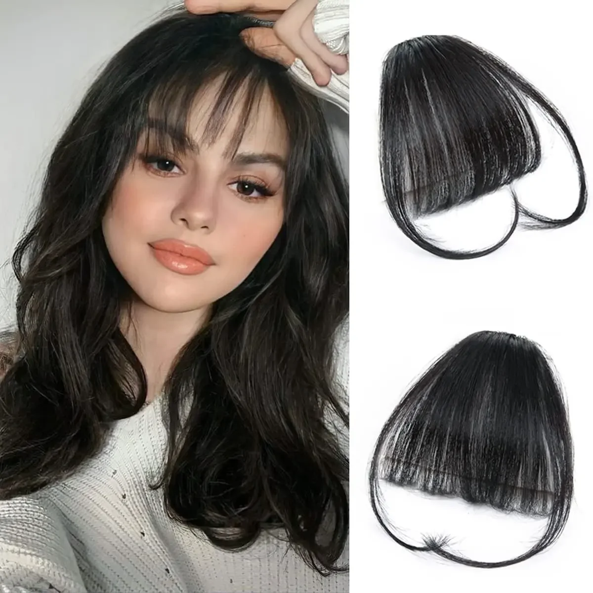 Brown Color Synthetic Hair Clip In Bangs Natural Black Invisible Front Fringes Clip in Hair Air Bangs Fake Hair Bangs For Women