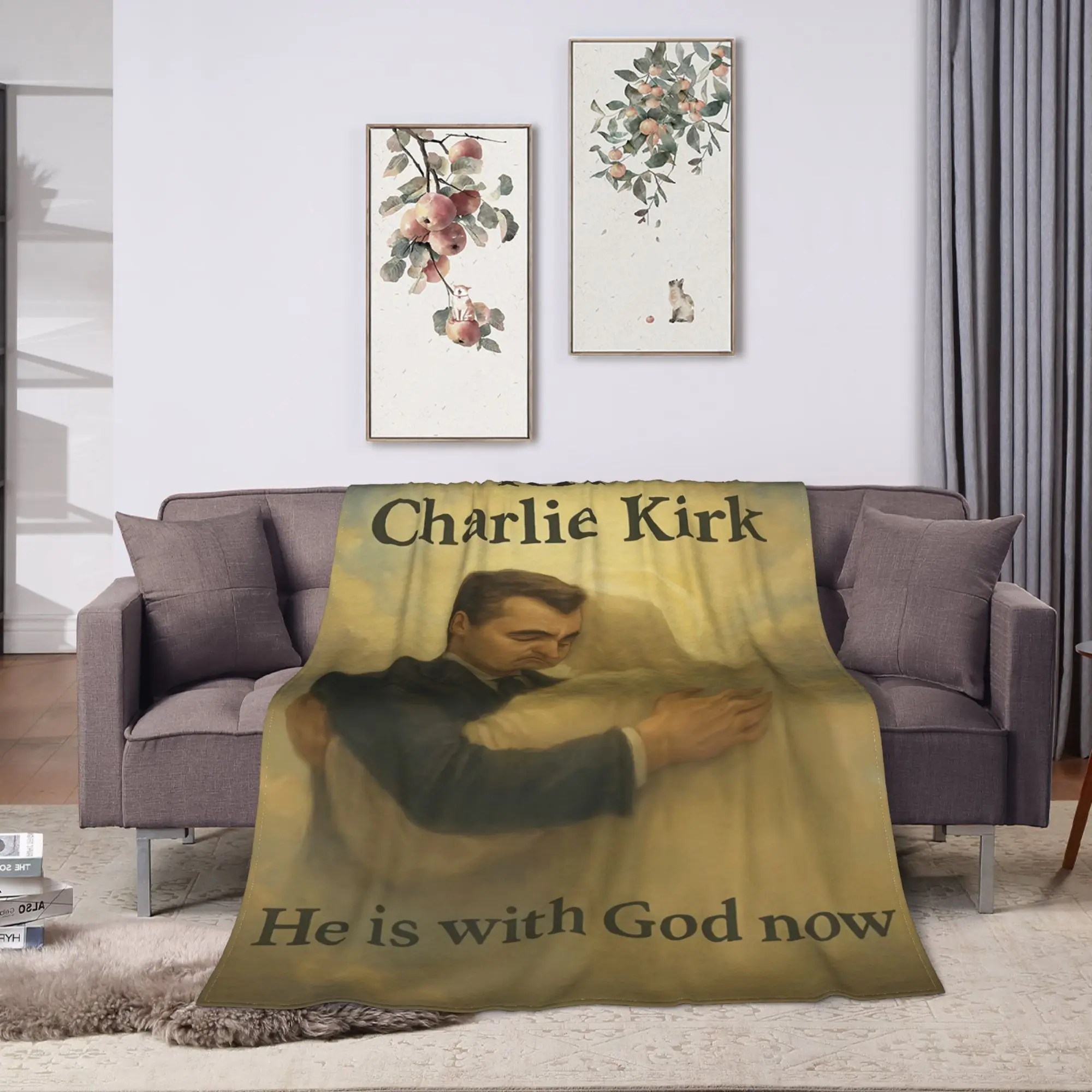 Charlie Kirk Angelic Advocate Blanket  Warm Soft Fluffy Plush Throw Blanket For Outdoor Travel Flannel Bedspread Bed Cover