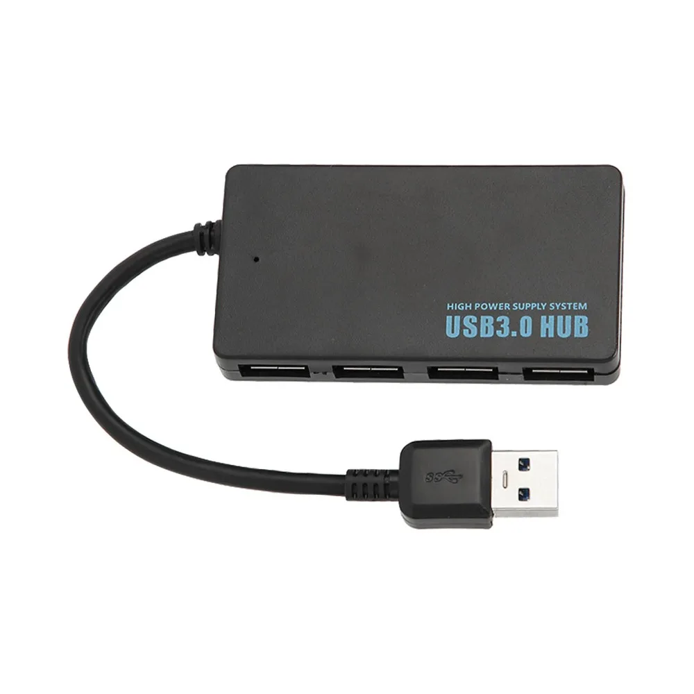 Multifunction 4 Ports USB3.0 Hub 5Gbps Plug and Play USB Hub Black High Speed USB3.0 Splitter Laptop Desktop