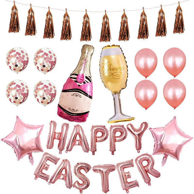 

Happy Easter 16-inch letter aluminum film balloon creative combination venue atmosphere layout Easter party balloons