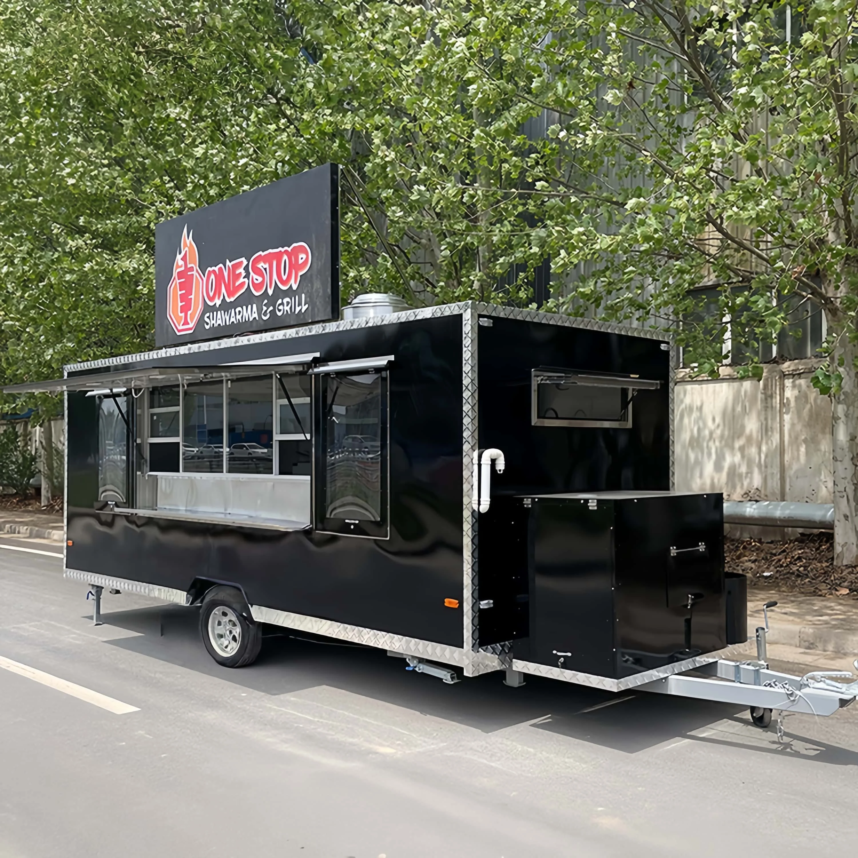 

Towable Fast Retail Food Truck Trailer with Full Kitchen Equipment Street Ice Cream Cart Off-road Camper Trailer