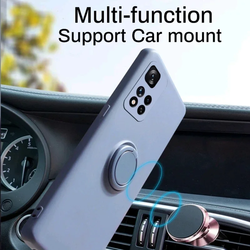 Flüssigsilikonhülle für Xiaomi 14T 13T 12T 11T Redmi Note 15 14 13 12 11 10 Pro Plus + 5G 11S 5G mit Ringhalterung – Detail 2