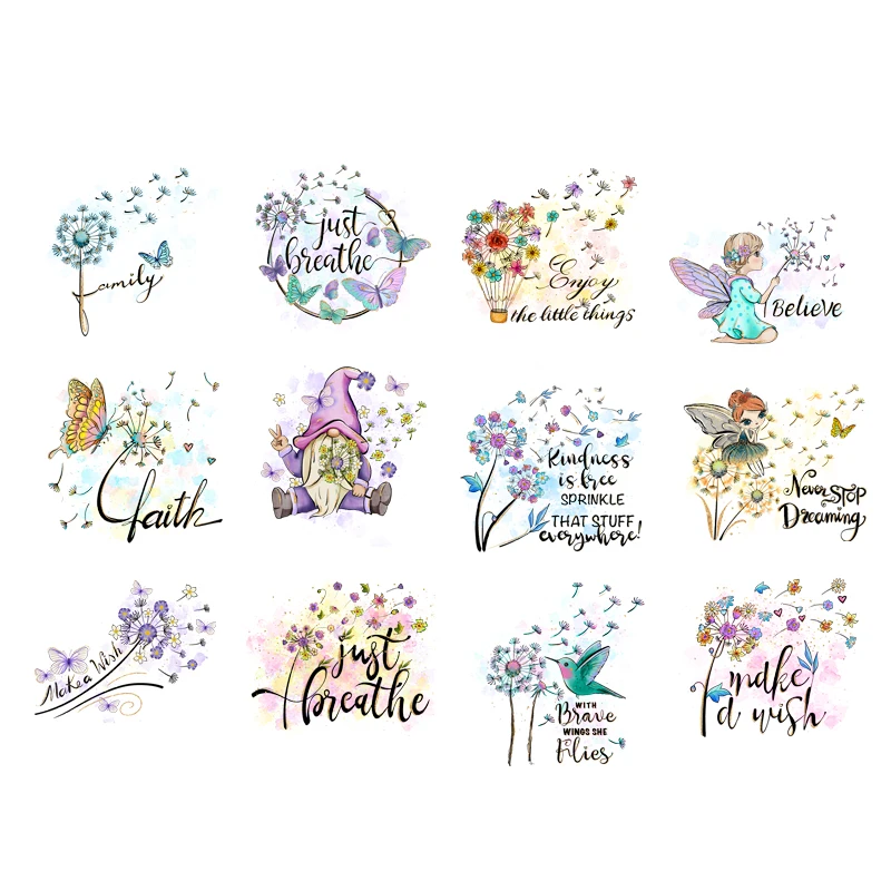DTF Dandelion Patch Iron On Transfer Sticker For Clothing DIY Bueatiful Heat Transfer Decals Print Sticker Unique Appliqued