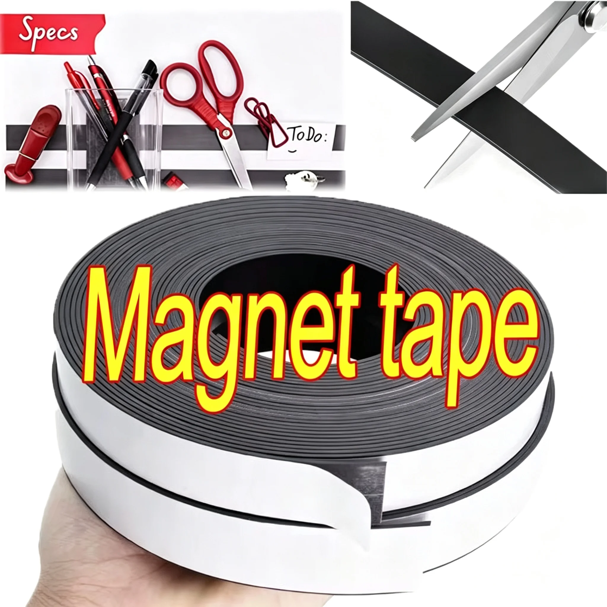 Selbstklebendes Magnetband, schneidbarer Gummi-Magnetstreifen für Kühlschrank, Wand, DIY, Foto, Poster, Befestigungsband, Aufbewahrungswerkzeug für Zuhause und Büro