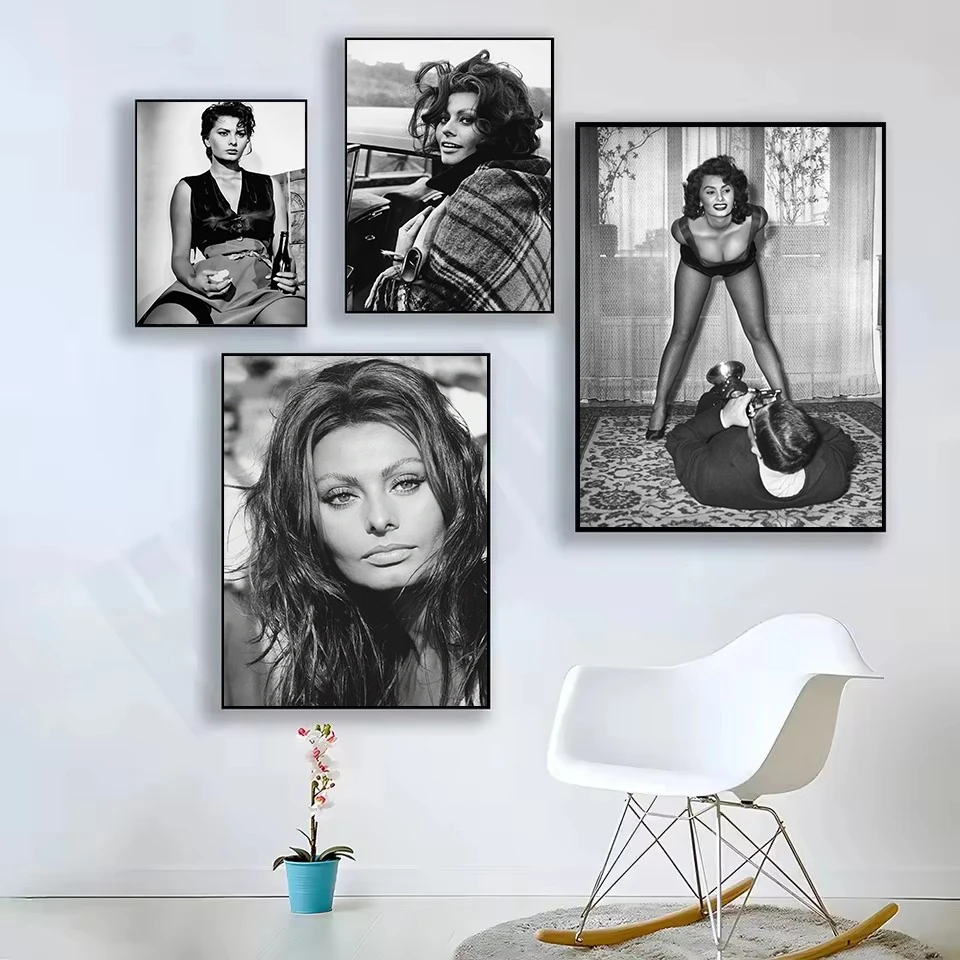 Vintage Hit Actress Sophia Loren Movie Star Fashion Photography Poster Canvas Painting Wall Art Picture Home Interior Decor Gift