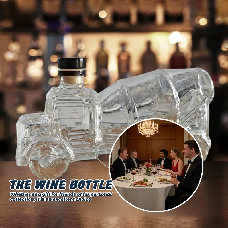 

Creative Cement Mixer Shaped Glass Wine Bottle For Collection Display Storing Whiskey Rum Brandy Has Decorative Practical Value