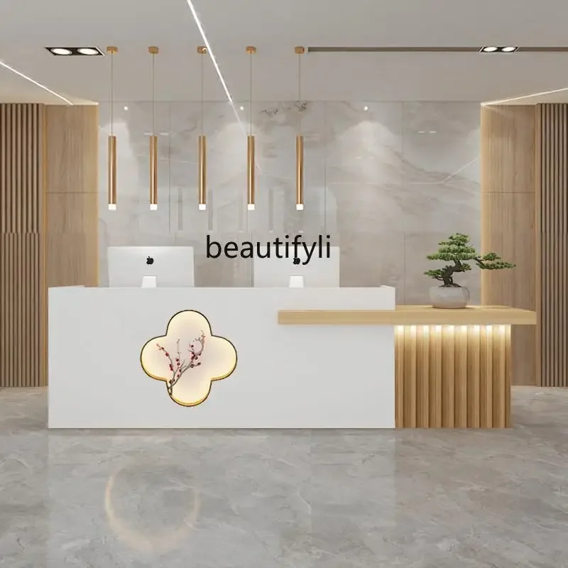 New Chinese style hotel front desk health club tea house checkout page foot therapy shop sales department log color corner