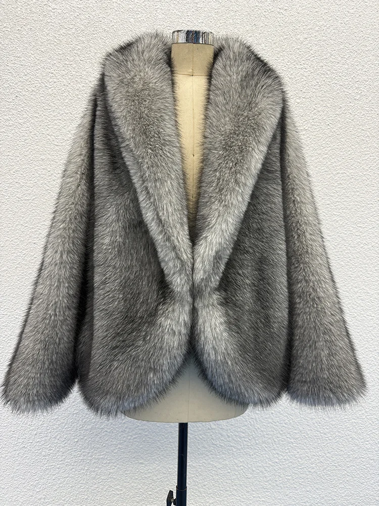 French Retro Exquisite Elegant Fashion Leopard Print Faux Fur Outerwear Winter Women Loose Lapel Smooth Soft Socialite Outerwear