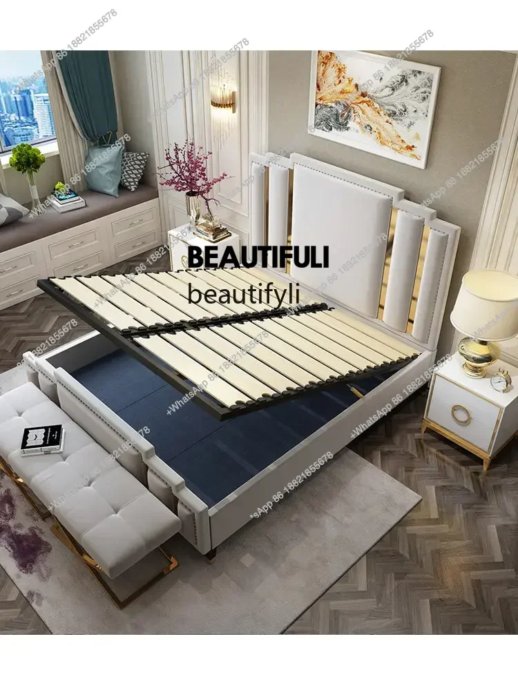 new Room Bed End Stool Flannel Shoe Changing Stool Neoclassical Post-Modern Stainless Steel Front Strip Sofa Stool ss 8617