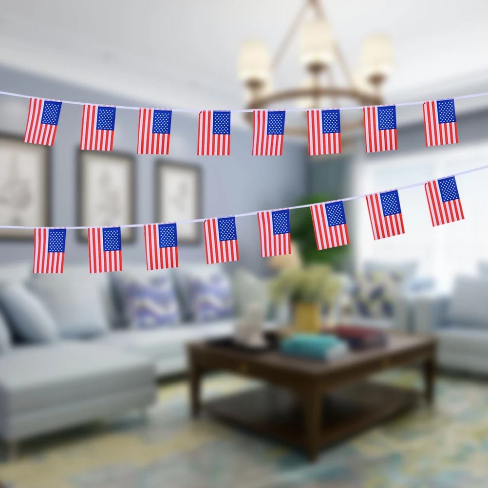 

USA Usa Flag Banner String Printed Polyester Patriotic National Flag Banner Decoration Independence Day Party Home Festive