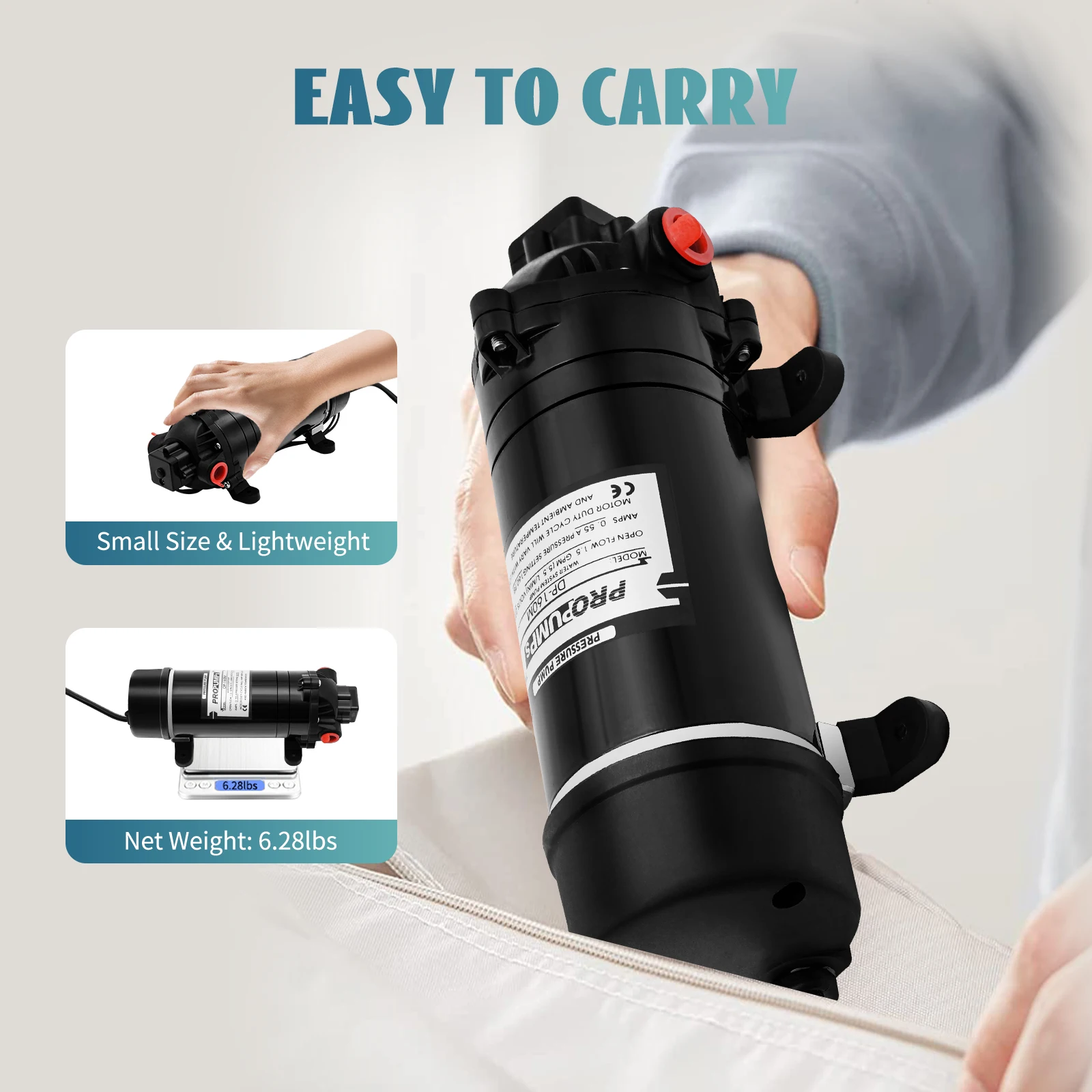 120W 160PSI Elektrische Wasserförderpumpe 1,4 GPM Selbstansaugende Membranpumpe für Hochdruckreiniger, Wohnmobile und landwirtschaftliche Sprühgeräte – Detail 6
