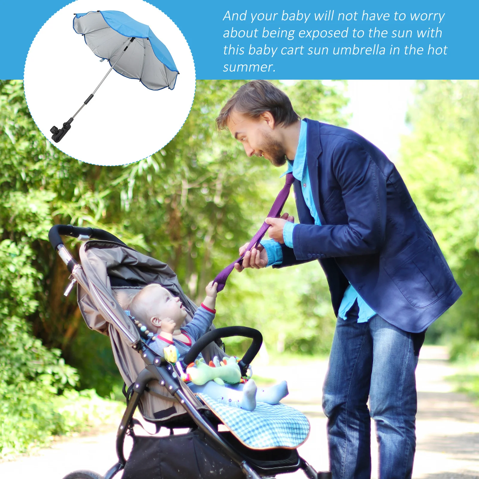 Clip de parasol pour poussette, poignée Flexible, Installation facile, Protection Uv, accessoires de poussette, accessoires de plage