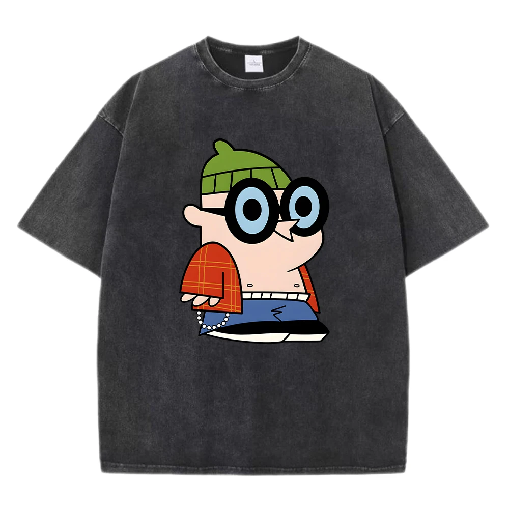

A Funny Man Wearing Big Glasses Prints Men Washed Tee Shirts O-Neck Casual Sportswear Cotton Soft Top Hip Hop Oversize T-Shirt