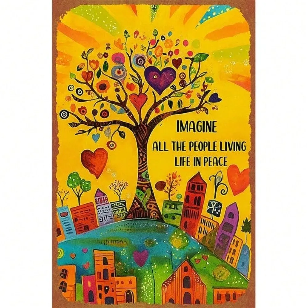 

Vintage Tin Metal Sign, Ramadan Decor, Valentine Wall Art, Home Decor Gift, 8x12 Inch, Music Lovers