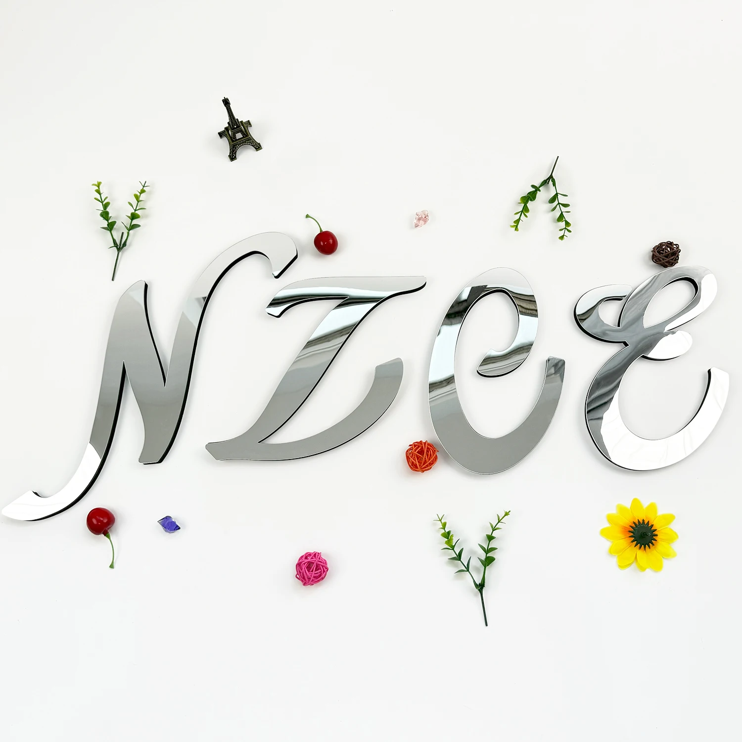 حجم كبير 20 سنتيمتر الفضة ثلاثية الأبعاد الاكريليك مرآة سطح الخط الفني الإنجليزية رسائل ملصقات جدار ديكور المنزل الأبجدية الفن صور مطبوعة للحوائط #6