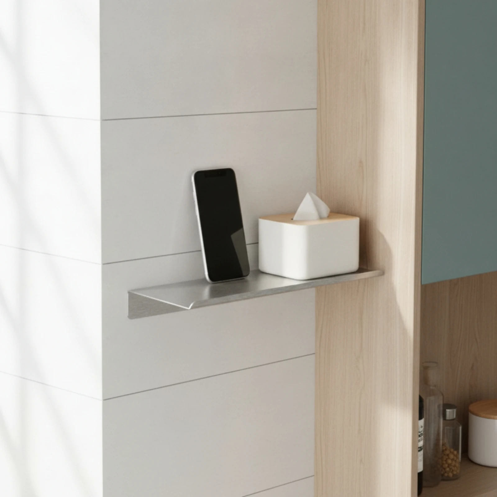 Stainless Steel Wall Shelf Rustproof Bath Shelf with Guard Rails Rust Resistant Polished for Washroom, Apartment