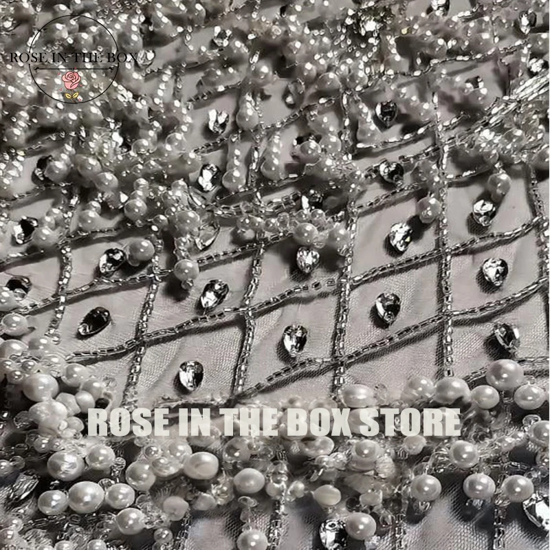 ROSEINTHEBOX-vestidos de noche de diseñador plateados de lujo, vestidos con cuentas de cristal brillantes para mujer, fiesta de boda personalizada, 2025