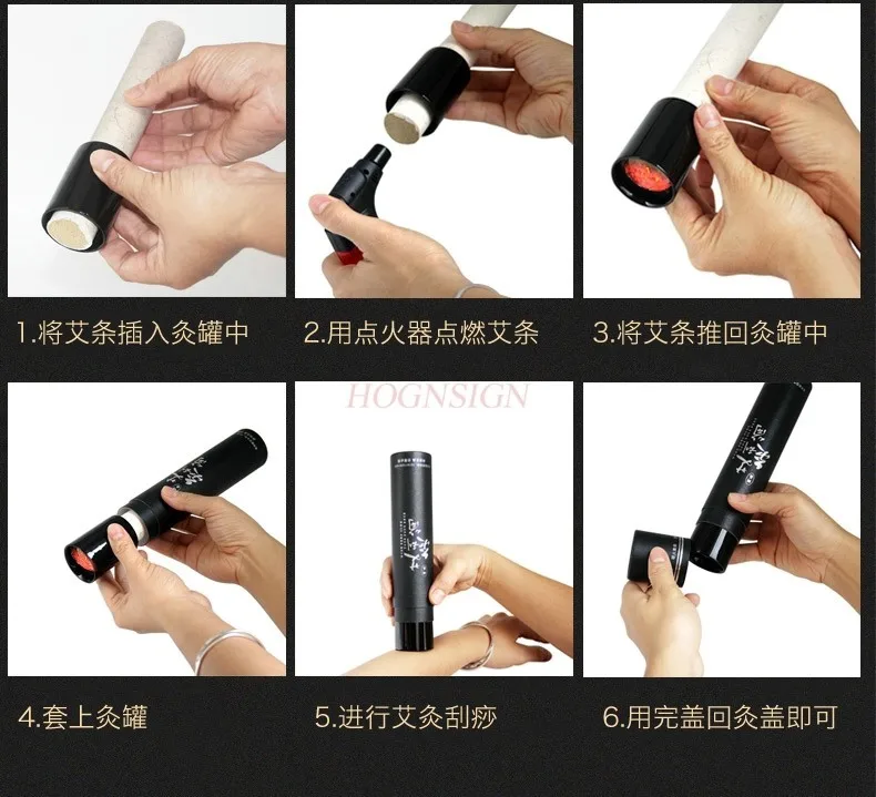 Ceramic moxibustion tube scraping cup cup warm moxibustion device hand-held moxibustion portable moxa box integrated beauty