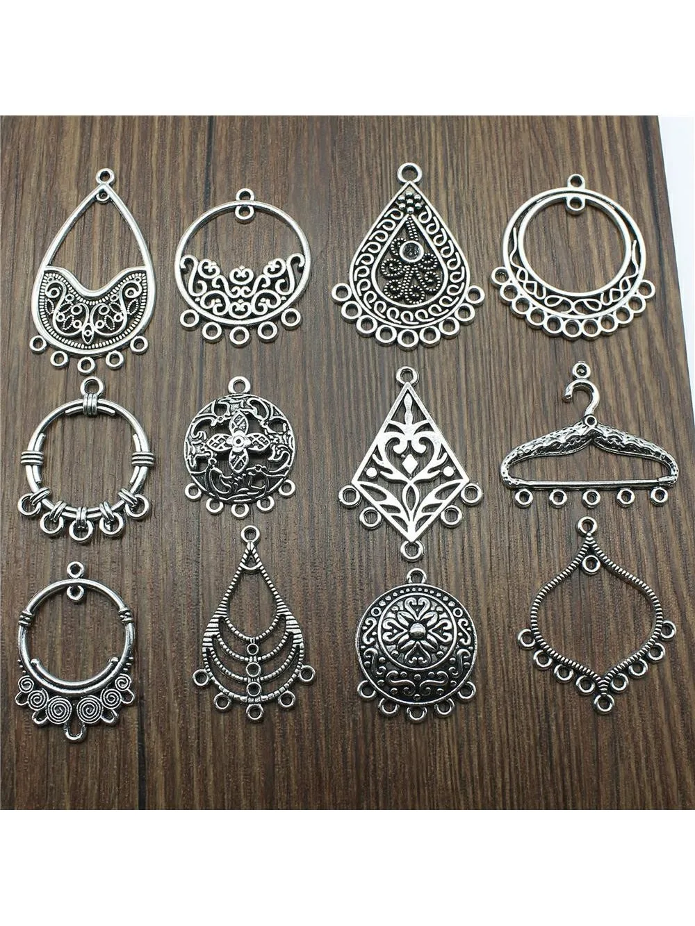 10 sztuk / partia kolczyk złącze Charms antyczne srebro kolor kolczyk Charms złącze do tworzenia biżuterii — zdjęcie 2