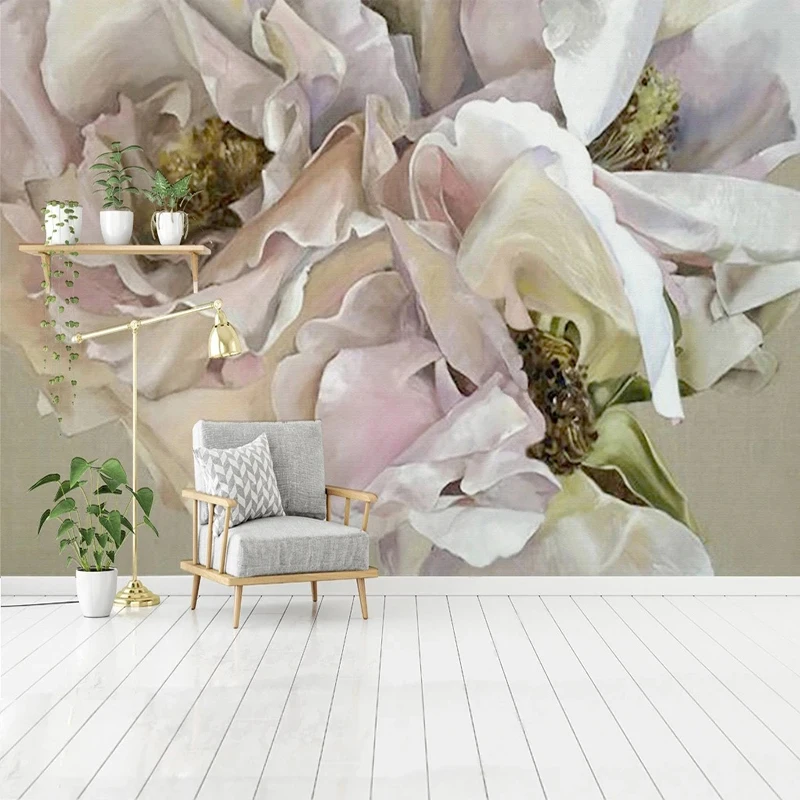 

Custom Photo Wallpaper Hand Painted Oil Painting Retro Flower European Style Living Room Background Wall Mural Papel De Parede