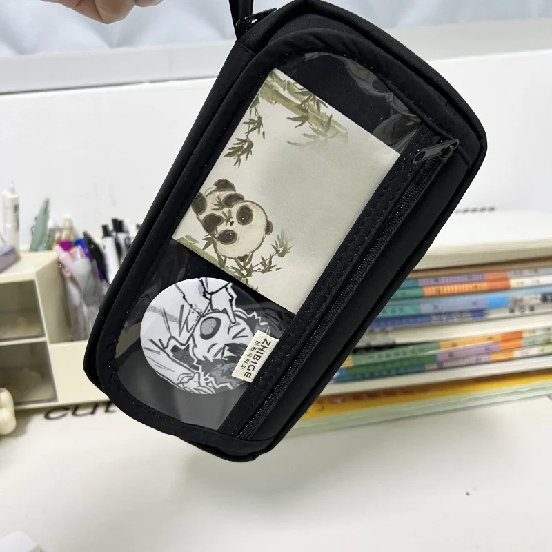 Kawaii Large Capacity Pencil Case 3 Compartment Pouch Pen Bag Double Side Opening Student Stationery Organizer School Supplies