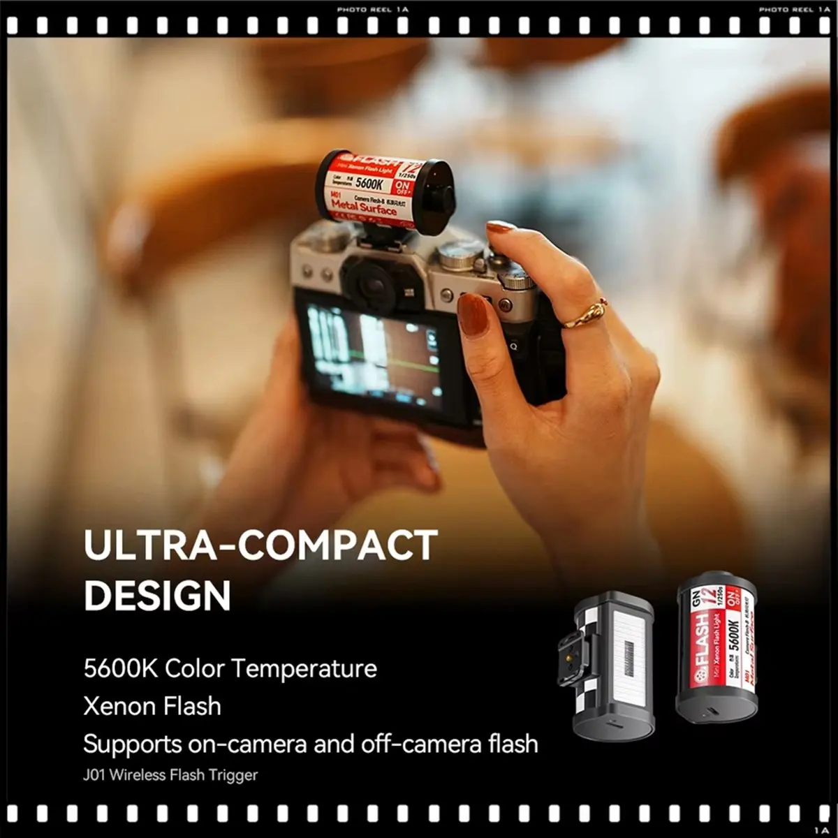 belong M01 Camera Flash+Wireless Trigger GN12 5600K 4-Adjustment Compatible with Hot Shoe for Canon Sony Nikon Fuji Camera