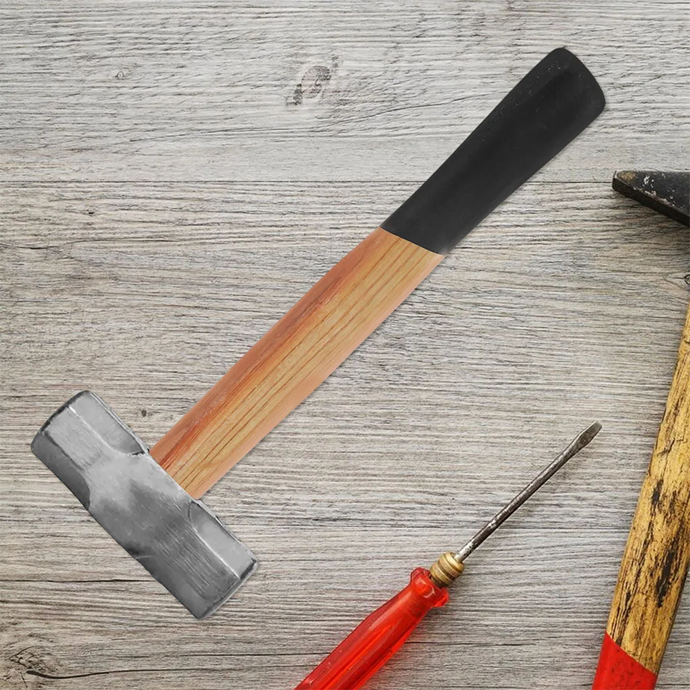 Martillo de repuesto con mango de madera para herramientas de mampostería, mango de madera resistente con cabeza cuadrada de precisión para taller de construcción