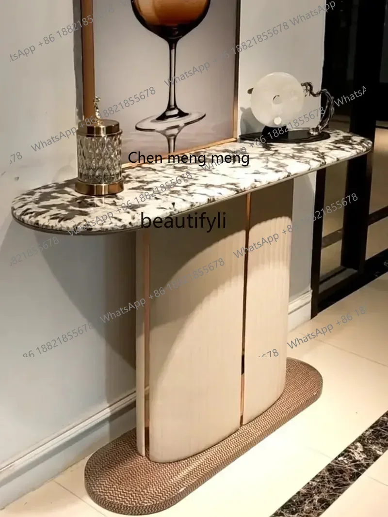 Italian Light Luxury Console Hotel Lobby Corridor Marble Side View Luxury Stone Console Tables