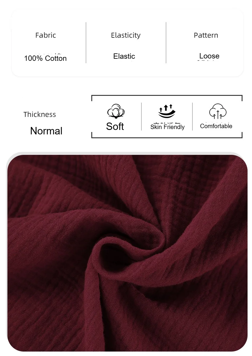 2026 New Wholesale Women's Loungewear Loose Fitting Crepe Cotton Long Nightgown Lace Up Bathrobe Autumn Style Multiple Color