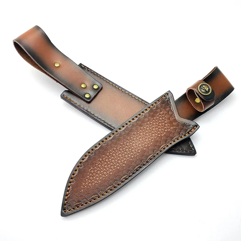 1 Piece Top Quality Genuine Cow Leather Cowhide Straight Knife Fixed Blade Sheath Scabbard Outdoor Hunt Holster With Buckle