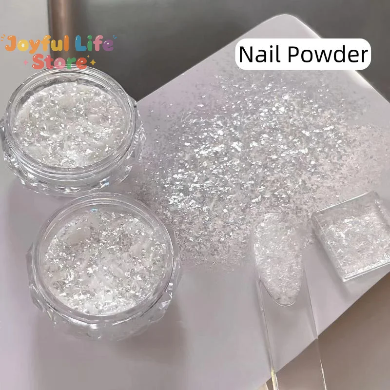 Hot Sale Snow Powder Ultra-Thin Nail Flakes Fine Shimmer Opal Glitter Material Transparent Silver Nail Art Decorations