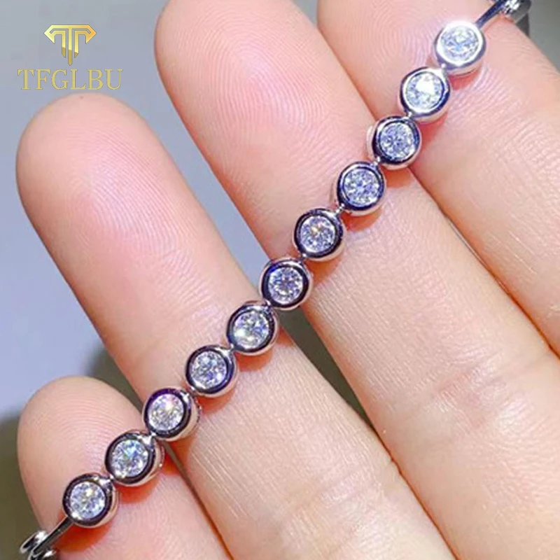 

TFGLBU 3mm All Brilliant Cut Certified Bubble Moissanite Bracelet for Women Glassic 925 Sterling Silver Fine Top-Quality Jewelry